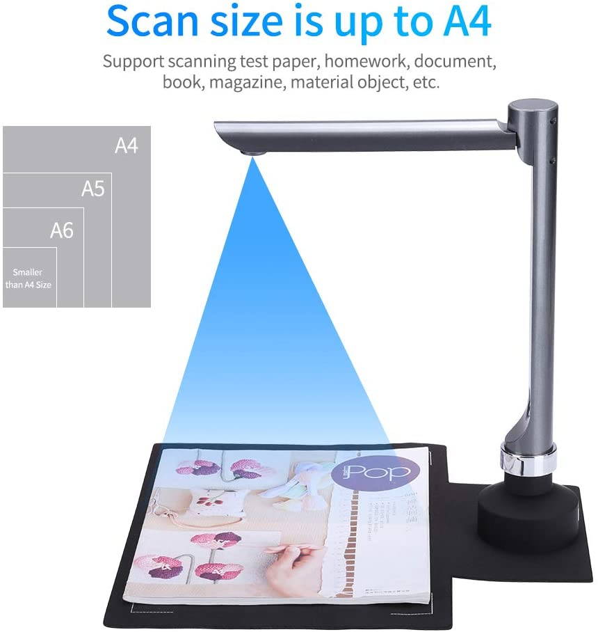 BK F60A 5 Million Pixels Document Camera High Definition Portable Scanner A4 Scanners Smart Office Desk Lamp for File Recognition,  Online Classes and Office Card Passport Recognition Document Camera