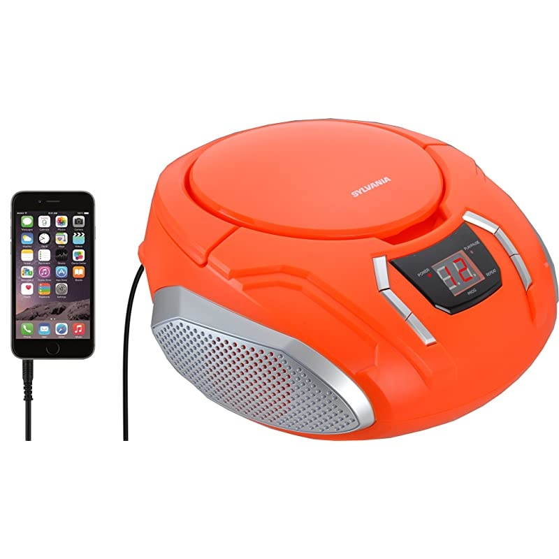 Portable CD Boombox with AM/FM Radio (Orange)