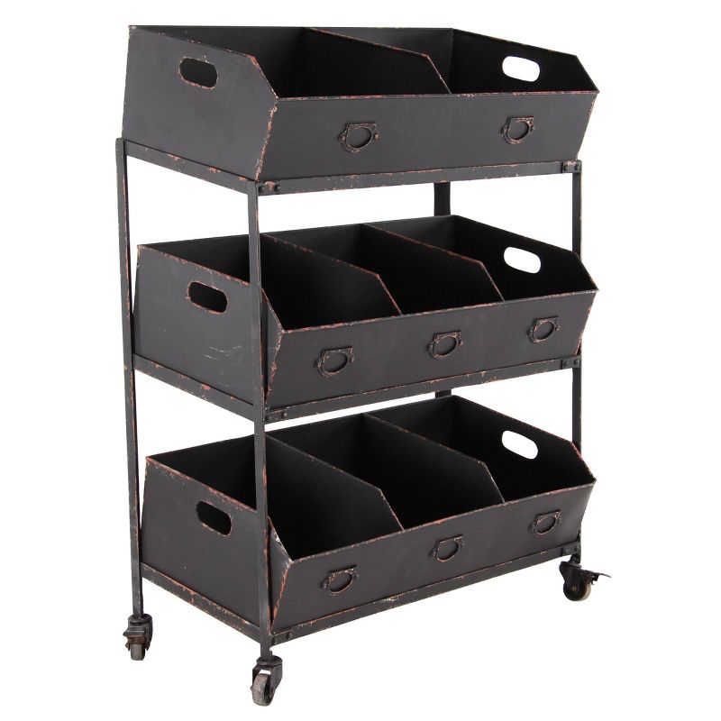 Metal Rolling Cart with 3 Shelves Black - Olivia & May