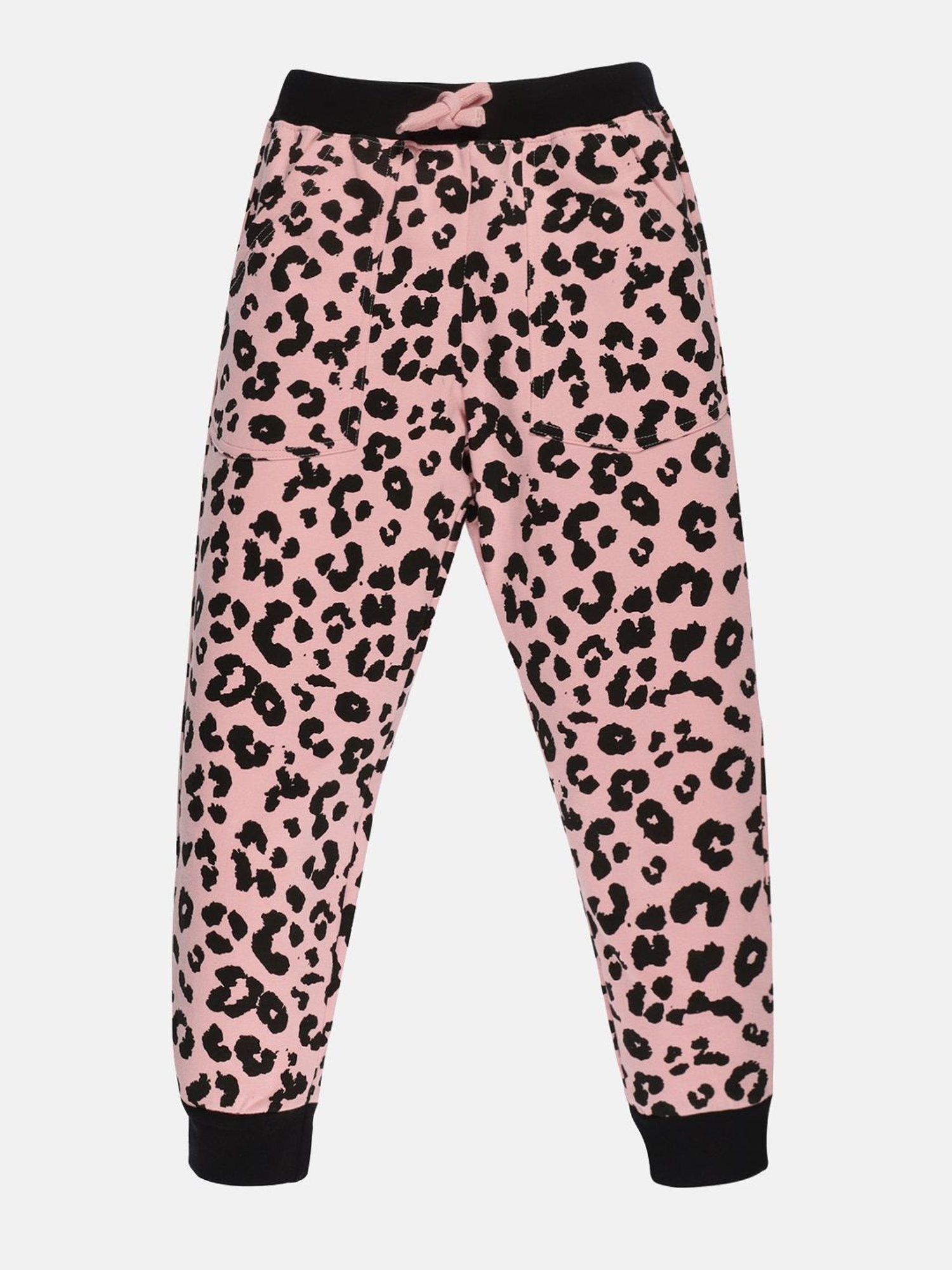 Kiddopanti Kids Peach & Black Printed Trackpants