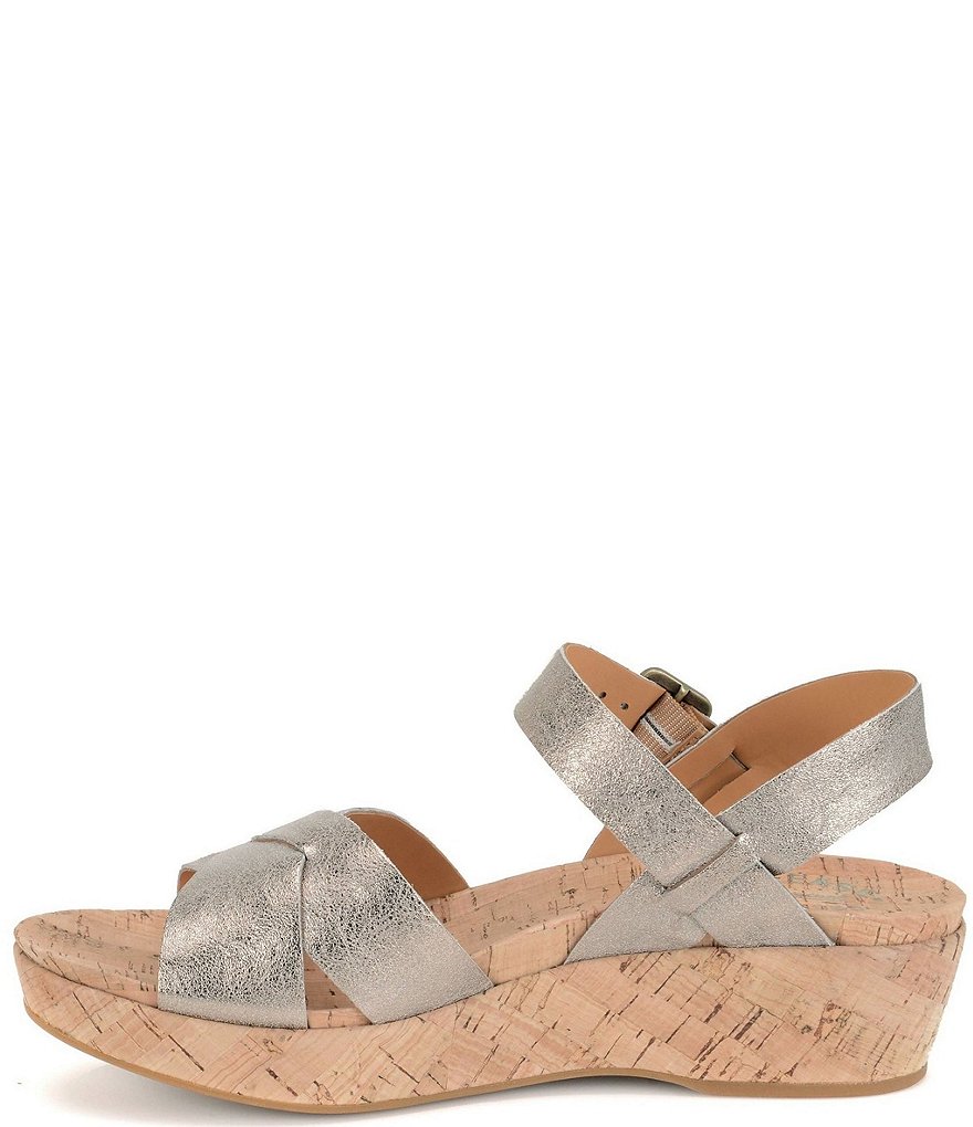 Kork-Ease Myrna Ankle Strap Banded Leather & Cork Wedge Sandals