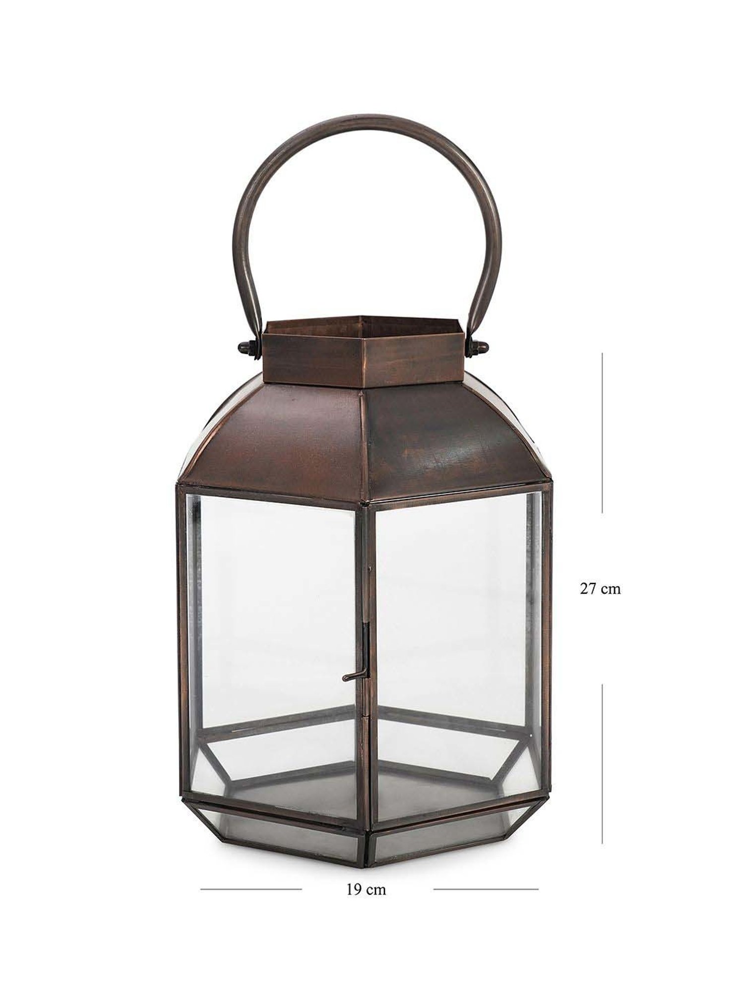 Pure Home and Living Brown Metal Antique Finish Lantern