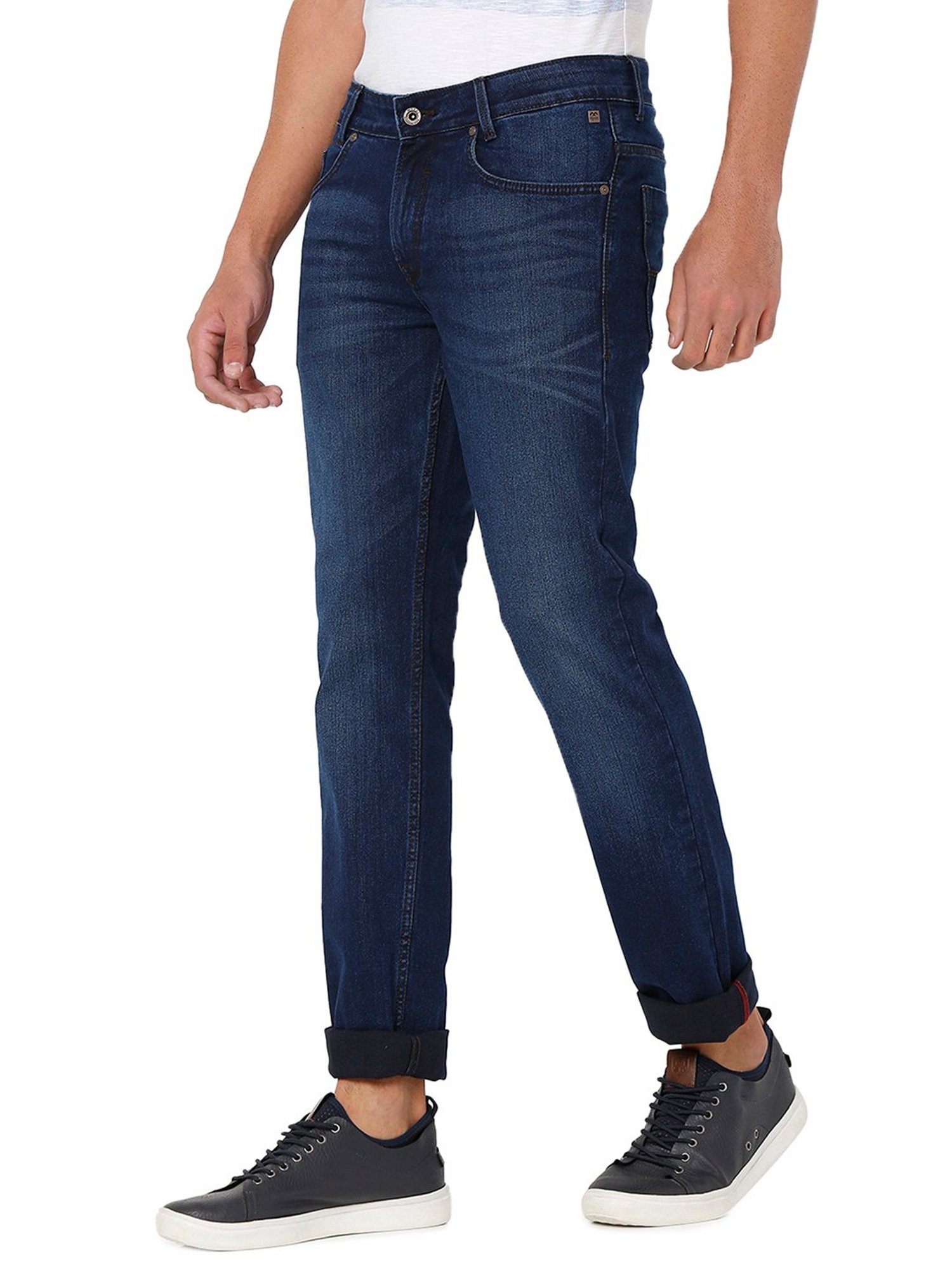 Mufti Dark Blue Super Slim Fit Lightly Washed Jeans