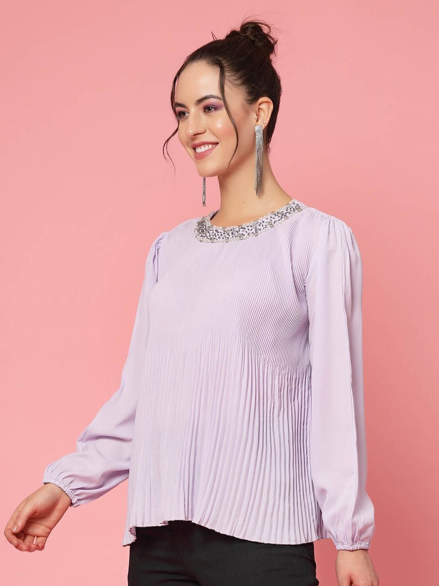Melon by PlusS Lavender Embellished Top