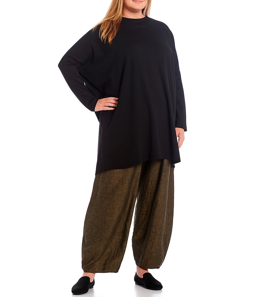 Bryn Walker Plus Size Damien Ponti Oversized Crew Neck Long Dolman Sleeve Tunic