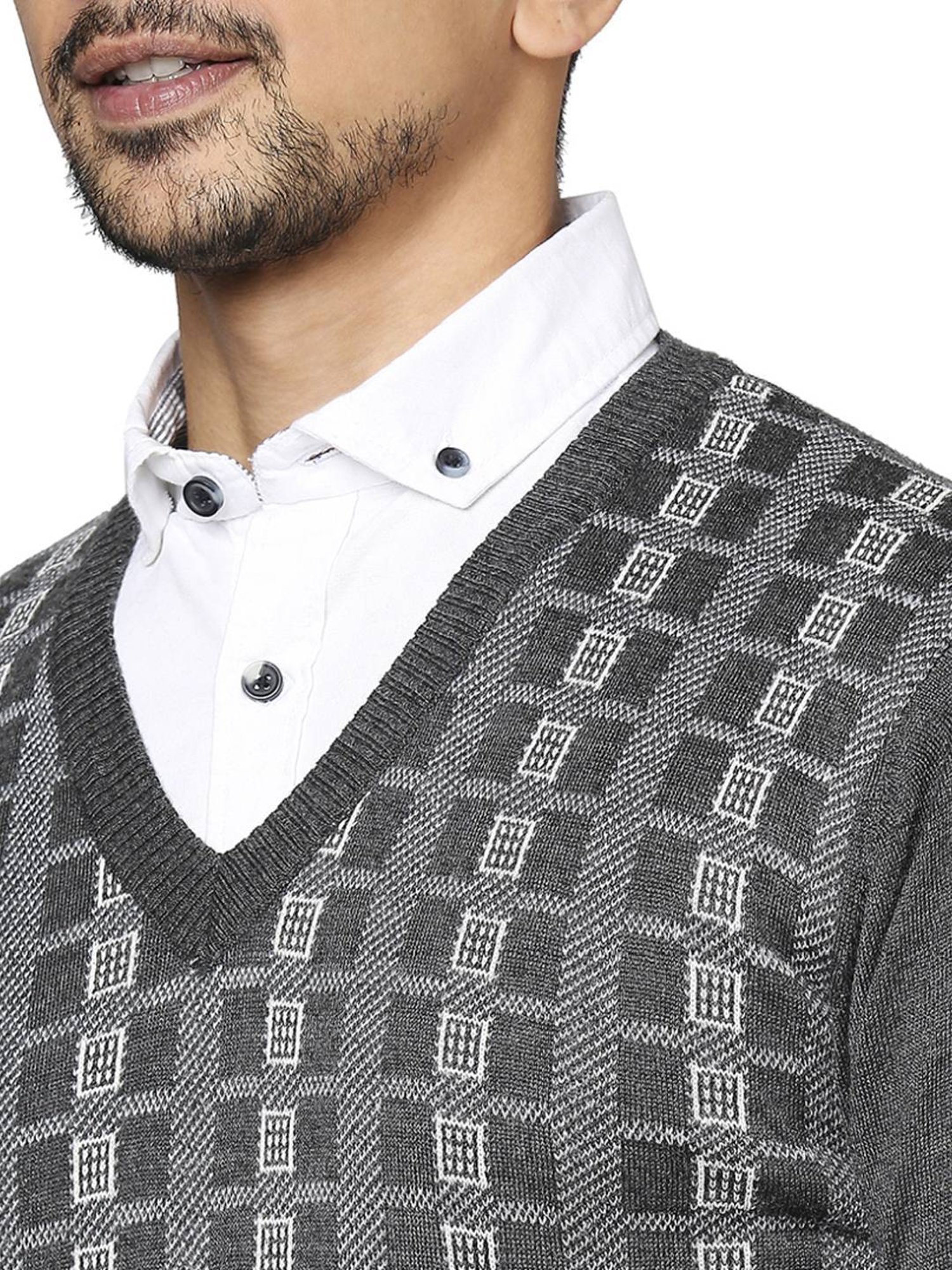Raymond Grey  Regular Fit Printed Sweaters