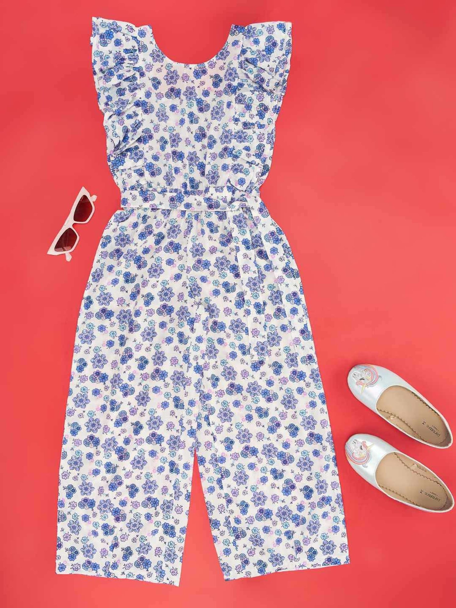 Stylestone Kids Red Printed Jumpsuit