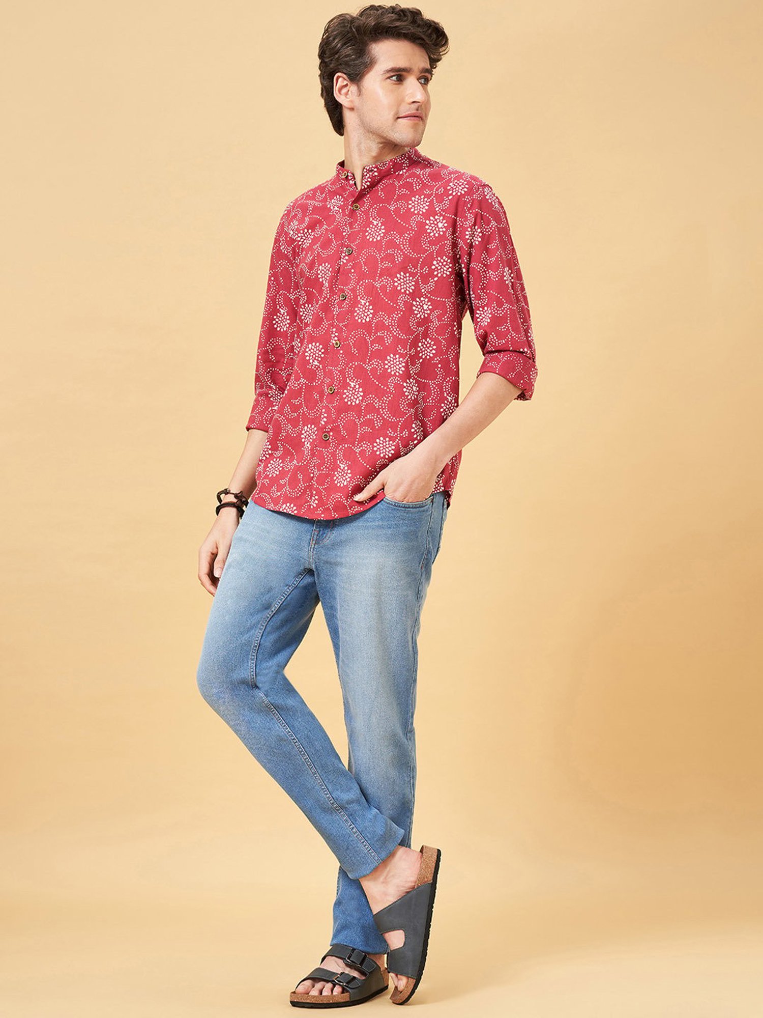 Indus Route by Pantaloons Red Regular Fit Printed Shirt