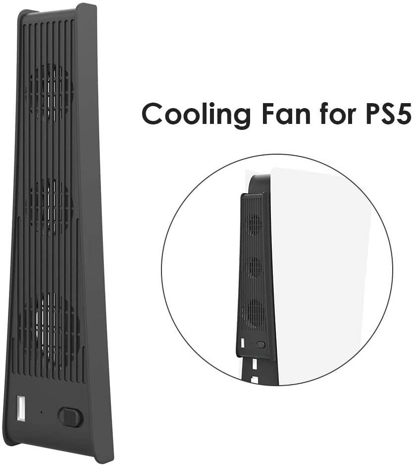 USB Cooler Cooling Fan for PS5 Playstation Console 3 Fans Rapid Cooling -Black