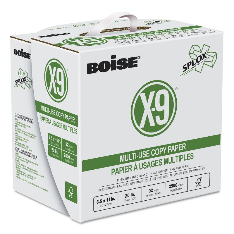 Boise X-9 SPLOX Multi-Use Copy Paper 3-Hole 92 Bright 20lb 8.5x11 White 2500/CT SP8420P