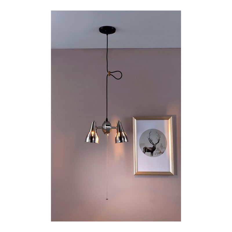 7" Traditional Metal Cone Pendant Hanging Ceiling Lamp Silver - Ore International