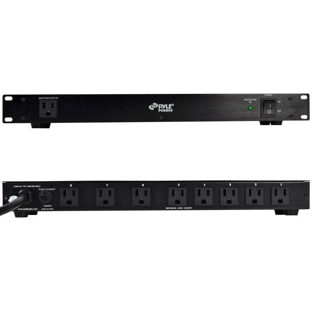 Pyle PCO850 15 Amp Power Supply Conditioner Rack Mountable Power Strip Surge Pro
