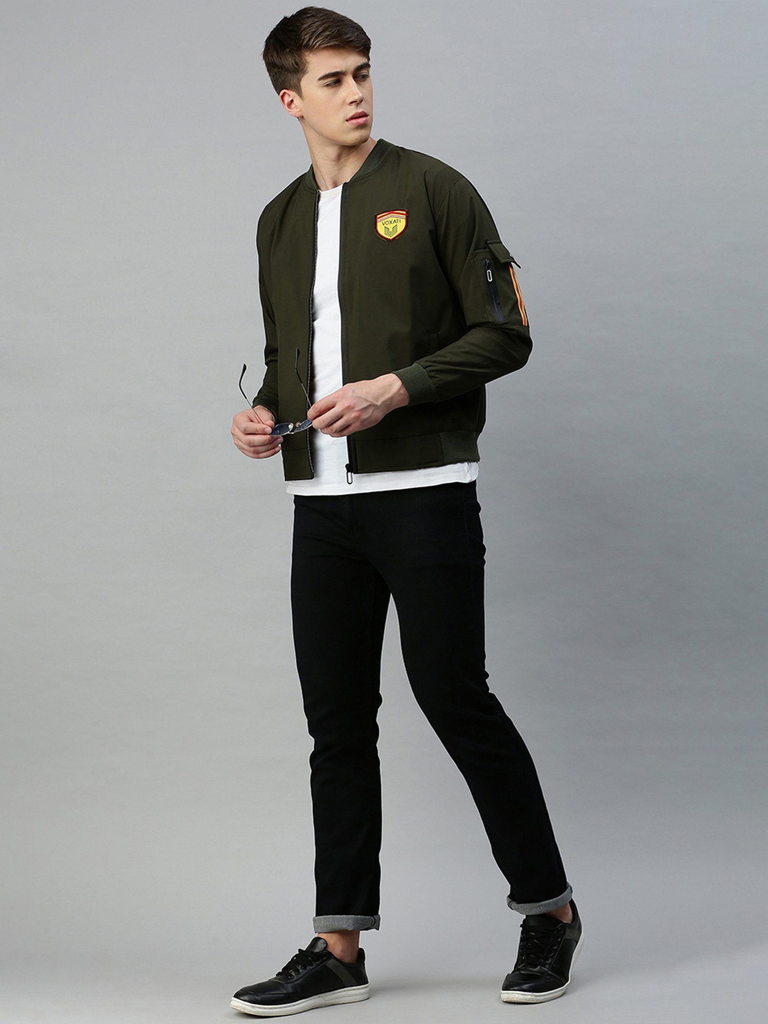 VOXATI Green Regular Fit Bomber Jacket