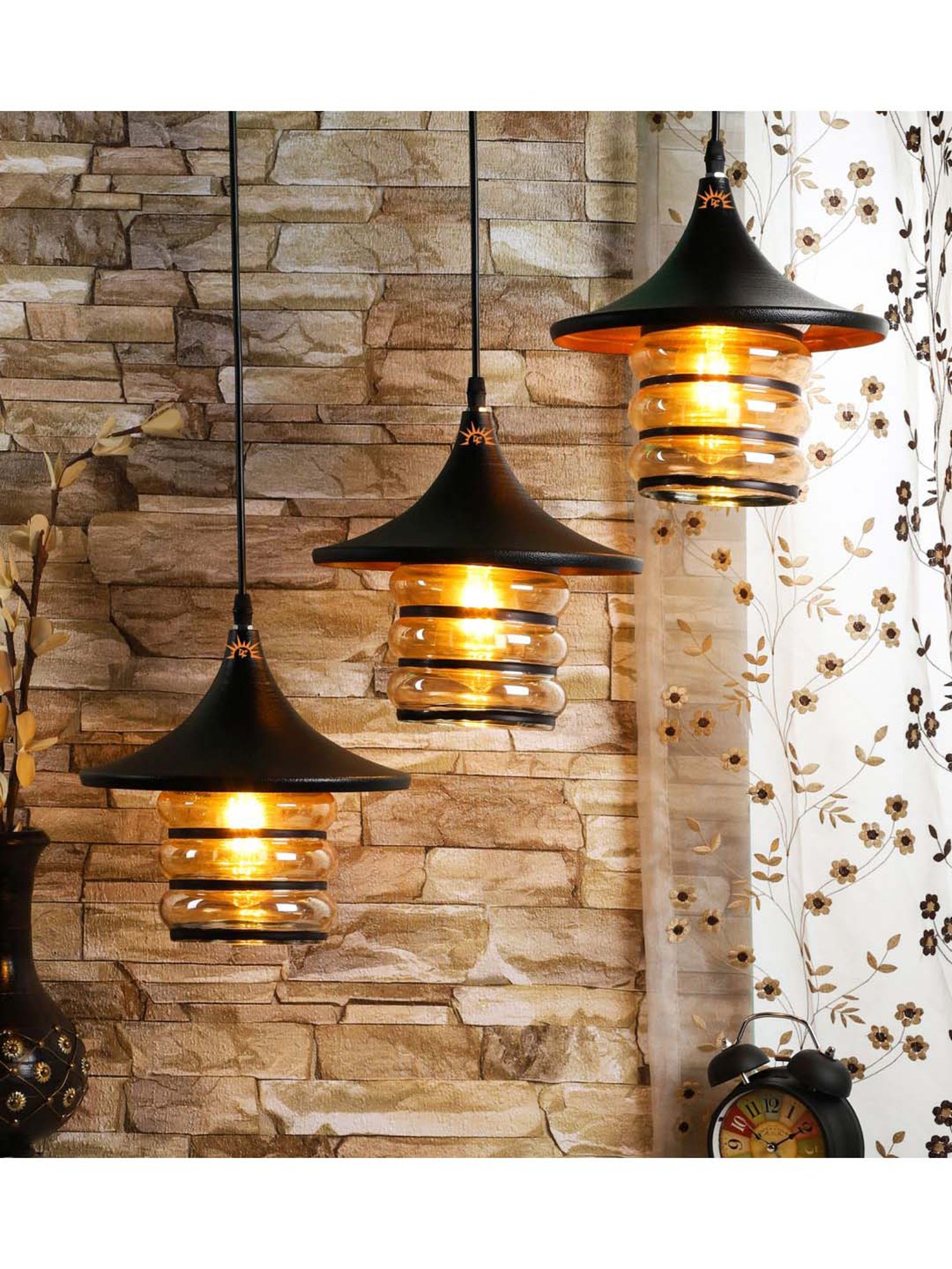 DecorativeRay Black Hanging Light - Set of 1