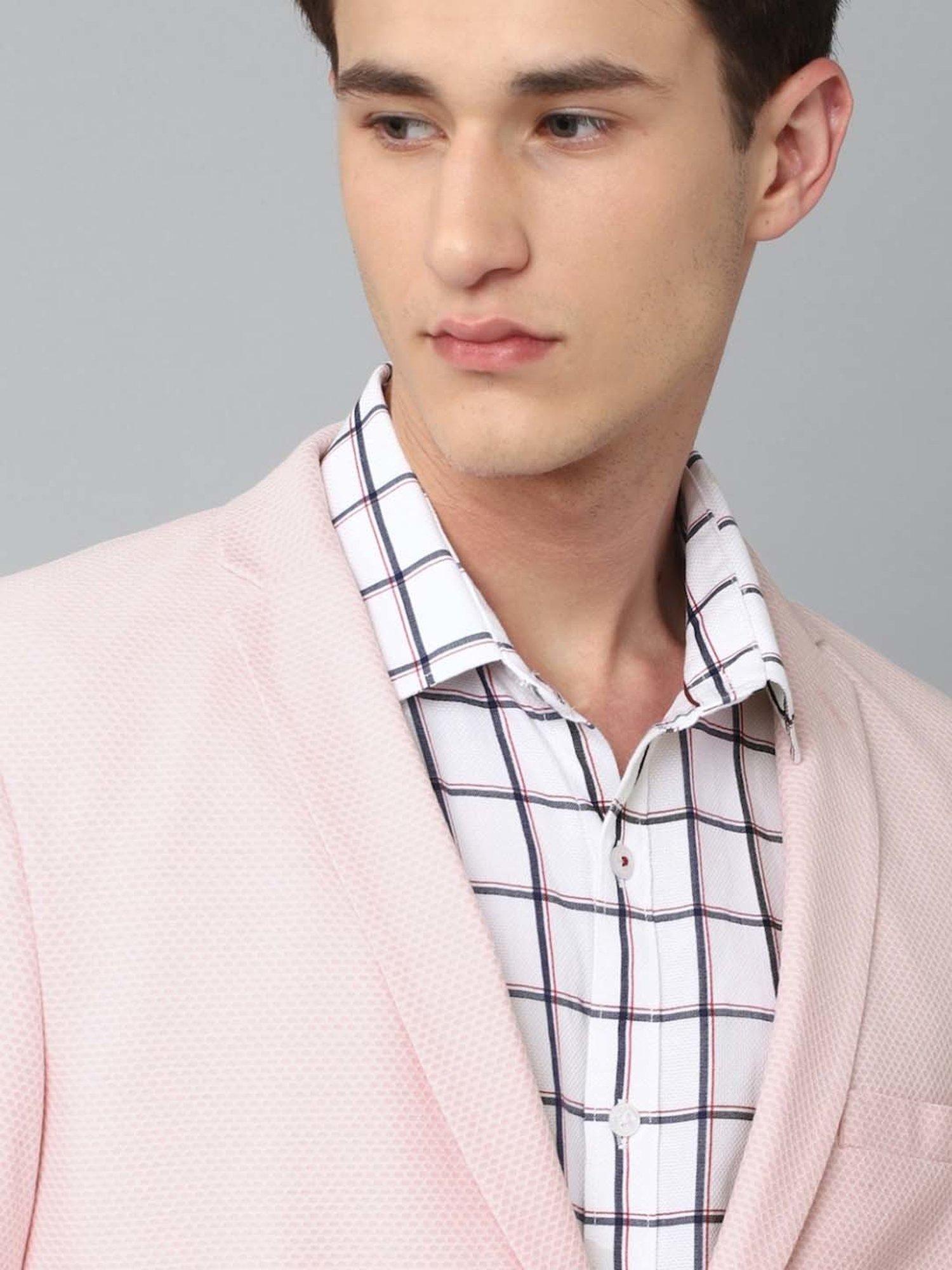 Louis Philippe Sport Pink Super Slim Fit Self Pattern Blazer