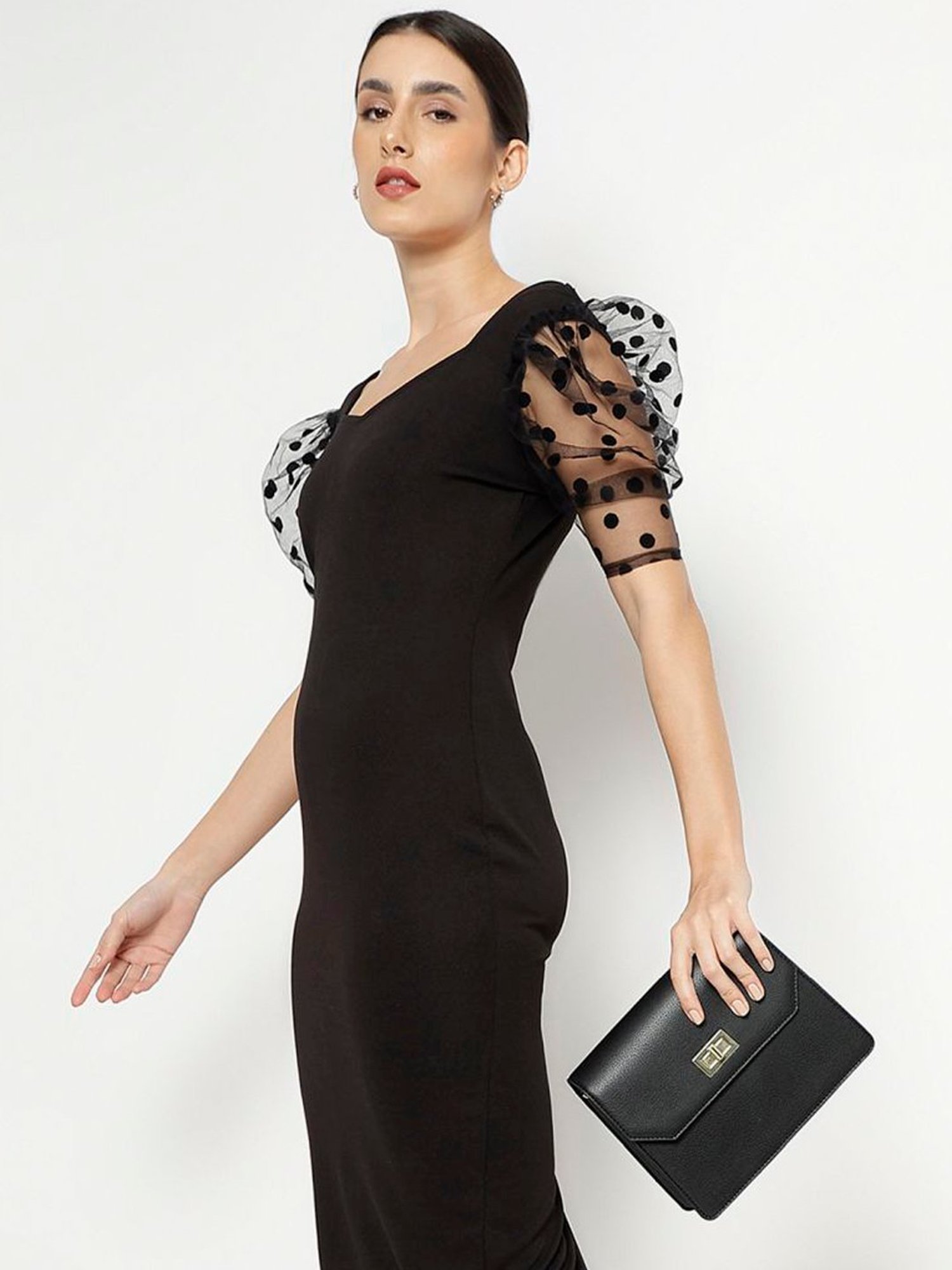 Tyra Lita Black Solid Faux Leather Sling Handbag