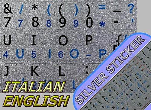 ITALIAN - ENGLISH NOTEBOOK NON-TRANSPARENT SILVER KEYBOARD STICKERS