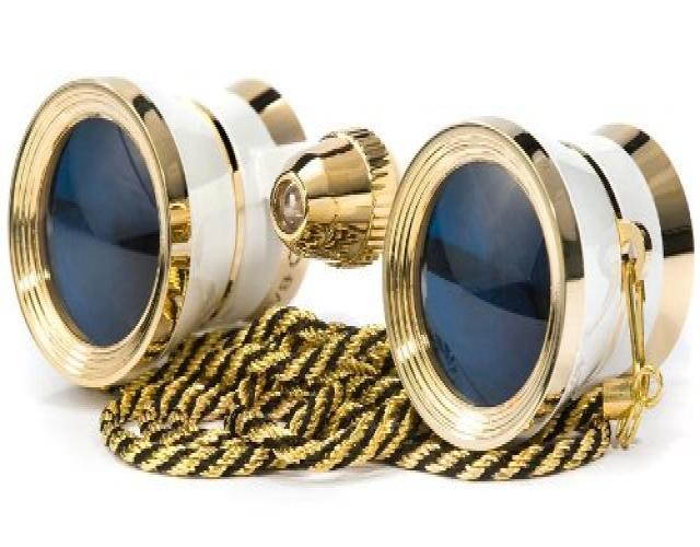 Barska AB11280 3x25 Blueline Opera Glasses with Gold Trim Necklace and Reading Light