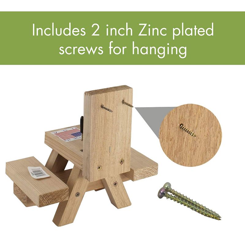 Woodlink Wooden Mini Picnic Table 1 Ear Corn Cob Squirrel Feeder Feeding Station with Mounting Hardware