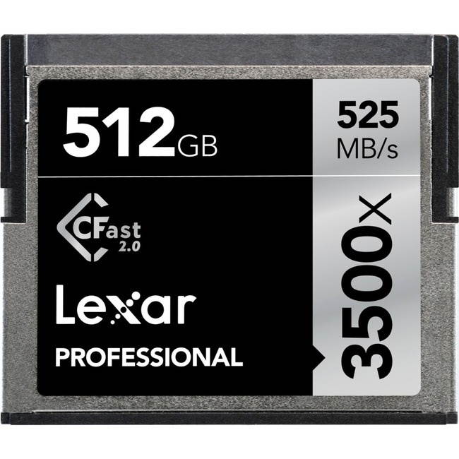 Lexar 512GB Professional 3500x CFast 2.0 Memory Card for 4K Video Cameras