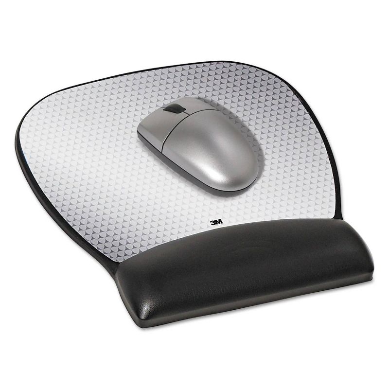 3M Precise Leatherette Mouse Pad w/Wrist Rest, Nonskid Base, 8-3/4 x 9-1/4, Black