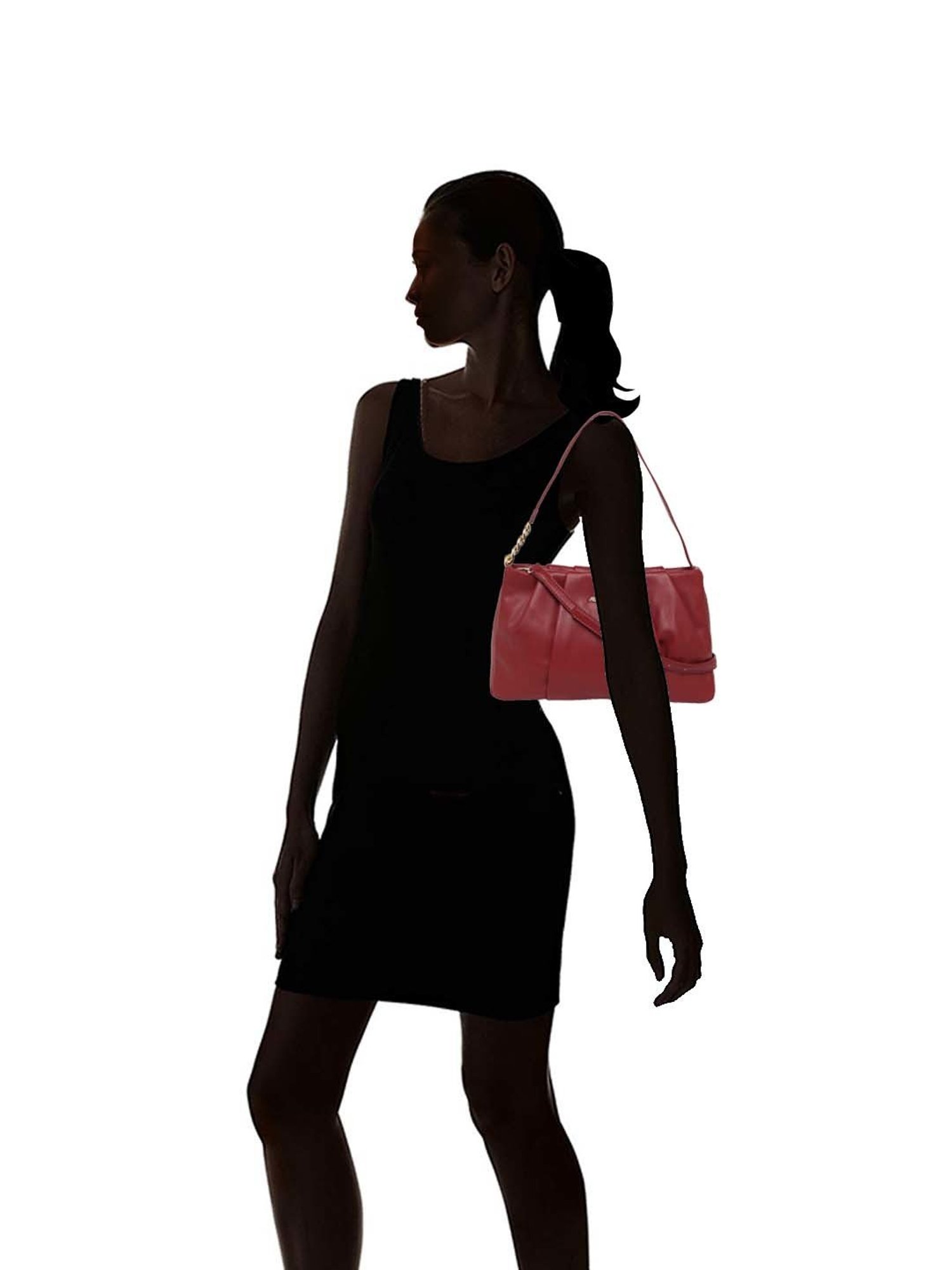 Marina Galanti Red Textured Medium Baguette Bag