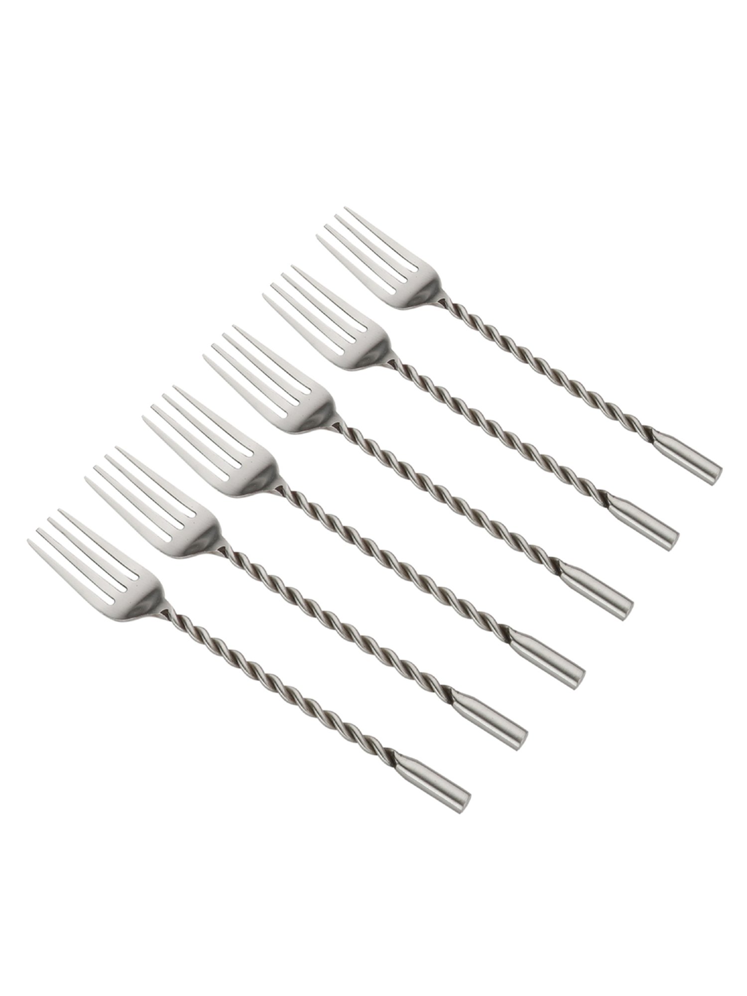 VarEesha Silver Stainless Steel Twisted Handle Forks - Set of 6