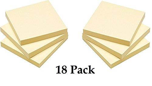 1InTheOffice Yellow Sticky Notes, 3" x 3" Yellow self Stick Sticky Notes 18/Pack of 100= 1800 Notes Pads