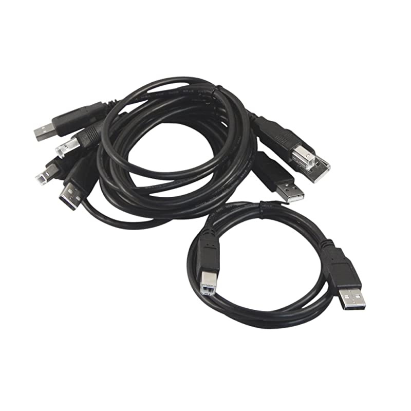 Store Five Pack Black 3 Foot USB 20 Male A to Male B PrinterScanner Cables