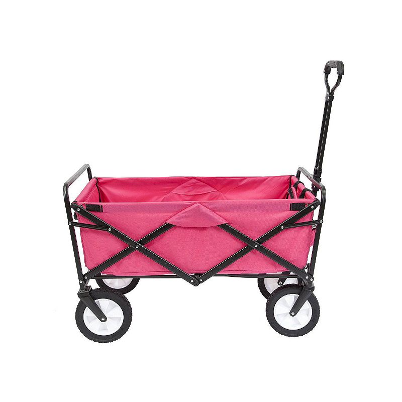 Mac Sports Collapsible Durable Folding Outdoor Garden Utility Wagon Cart, Pink