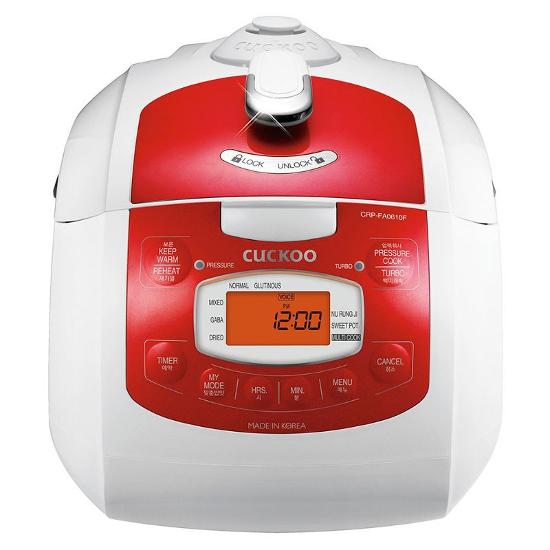 Cuckoo electronics Lightweight Kitchen Multifunctional Programmable 6 Cup Electric Pressure Rice Cooker, Red