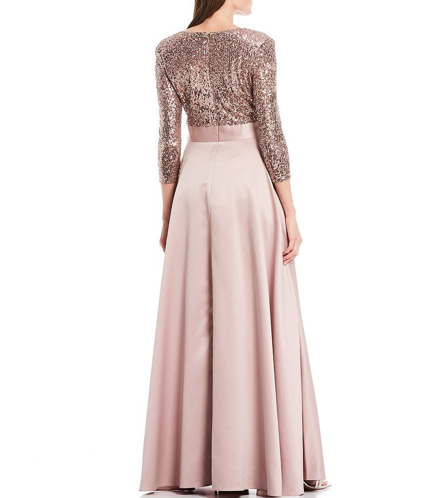 Xscape Sequin Bodice Satin Gown