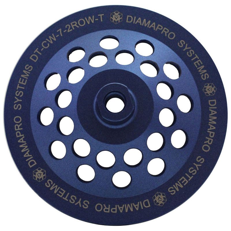 DiamaPro Systems Threaded 7 Inch Double Row Diamond Abrasive Concrete Grinding Cup Wheel Tool for Drains, Preparation, Coating Removal (2 Pack)