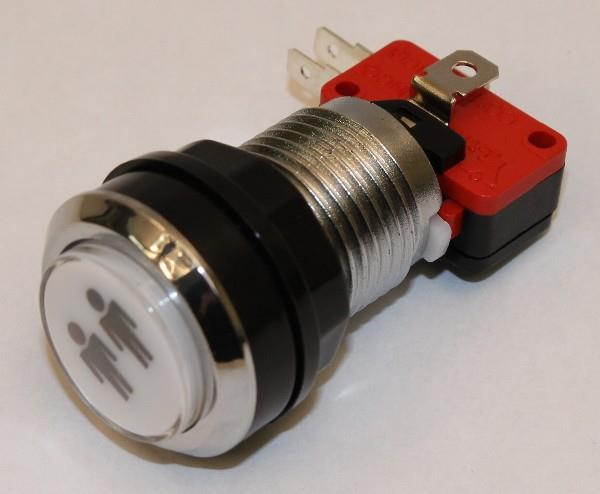 Arcade Game Chrome Silver Plated Illuminated Player 2 Pushbutton