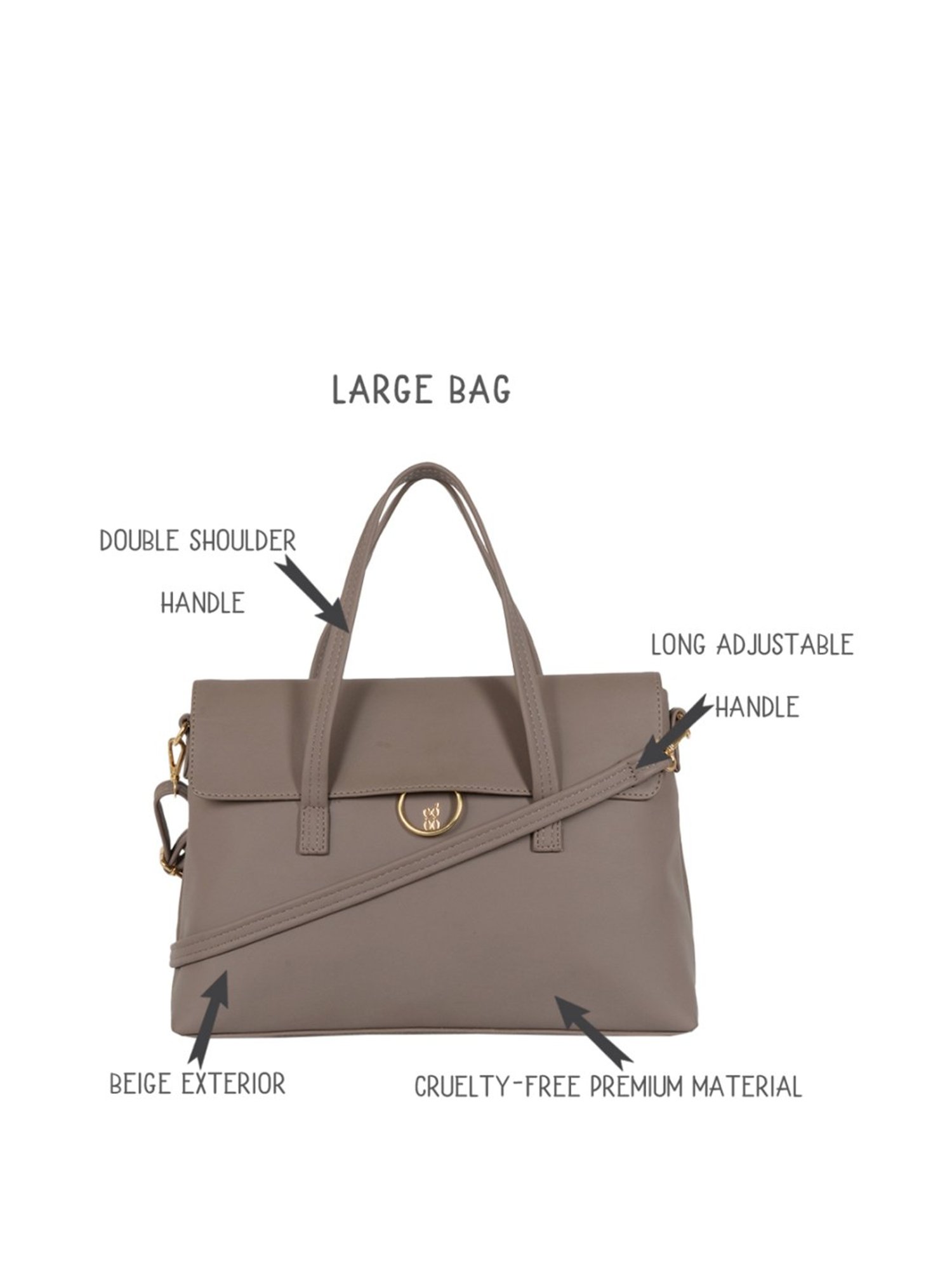 Baggit Brown Solid Medium Handbag