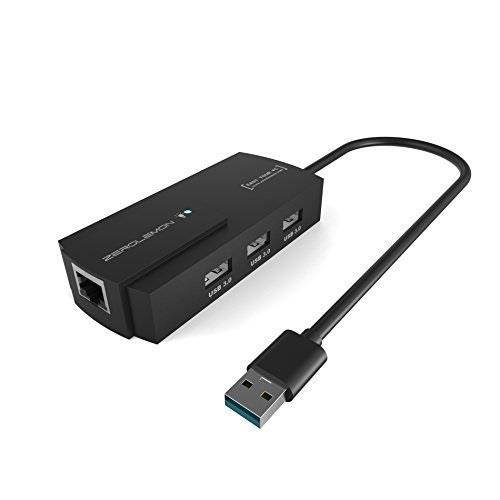 [3*USB 3.0 + 1*Gigabit Ethernet Adapter] ZeroLemon 3 Ports USB 3.0 Bus-Powered Hub with RJ45 10/100/1000 Gigabit Ethernet Converter LAN Wired Network Adapter for Laptops