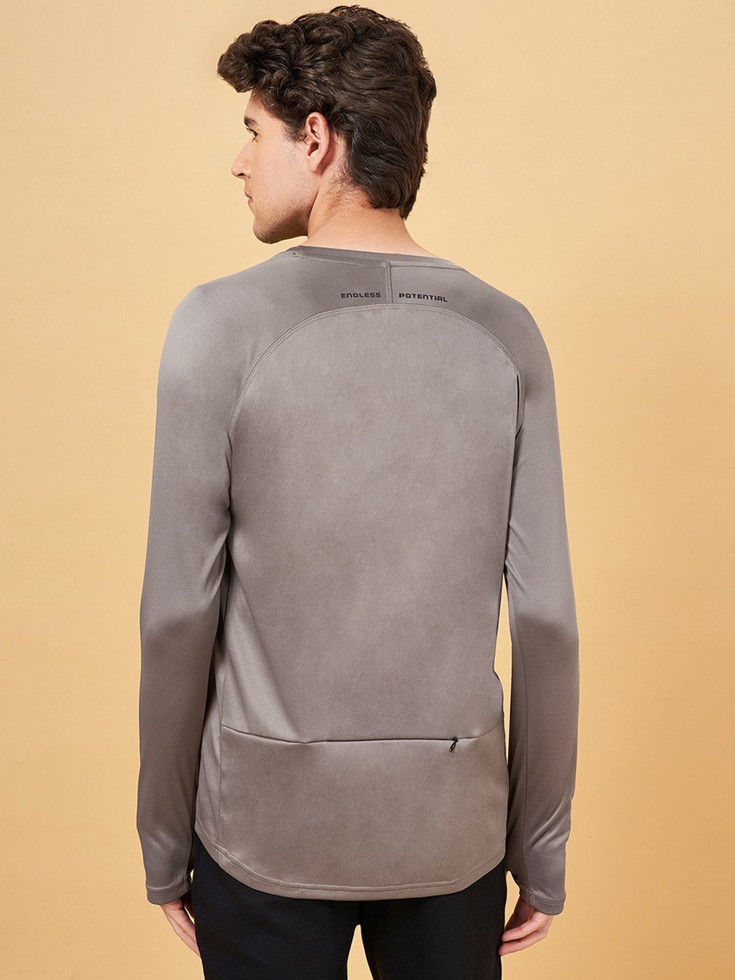 Ajile by Pantaloons Gray Slim Fit T-Shirt