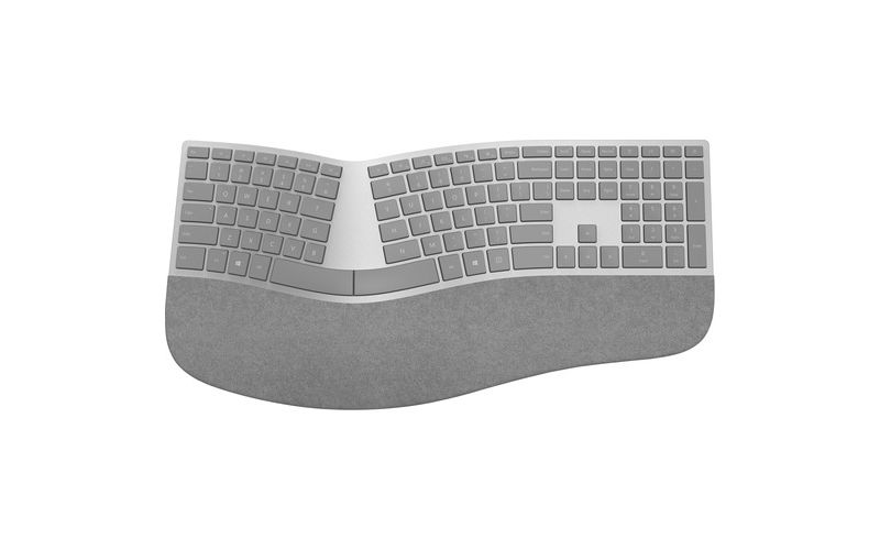 Microsoft Surface Ergonomic Keyboard Gray - Wireless - Bluetooth - QWERTY Key Layout - Made w/ Alcantara Material