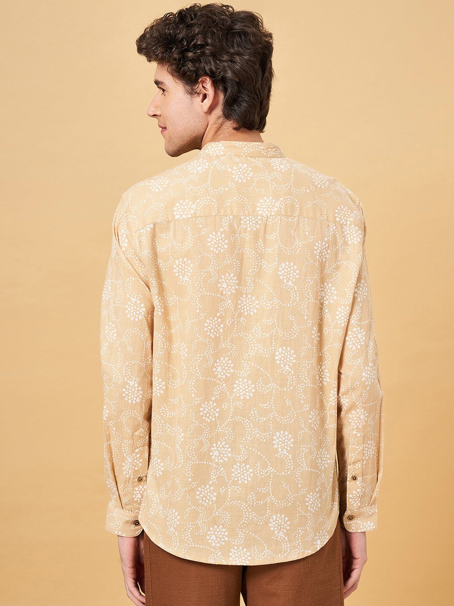 Indus Route by Pantaloons Tan Regular Fit Printed Shirt