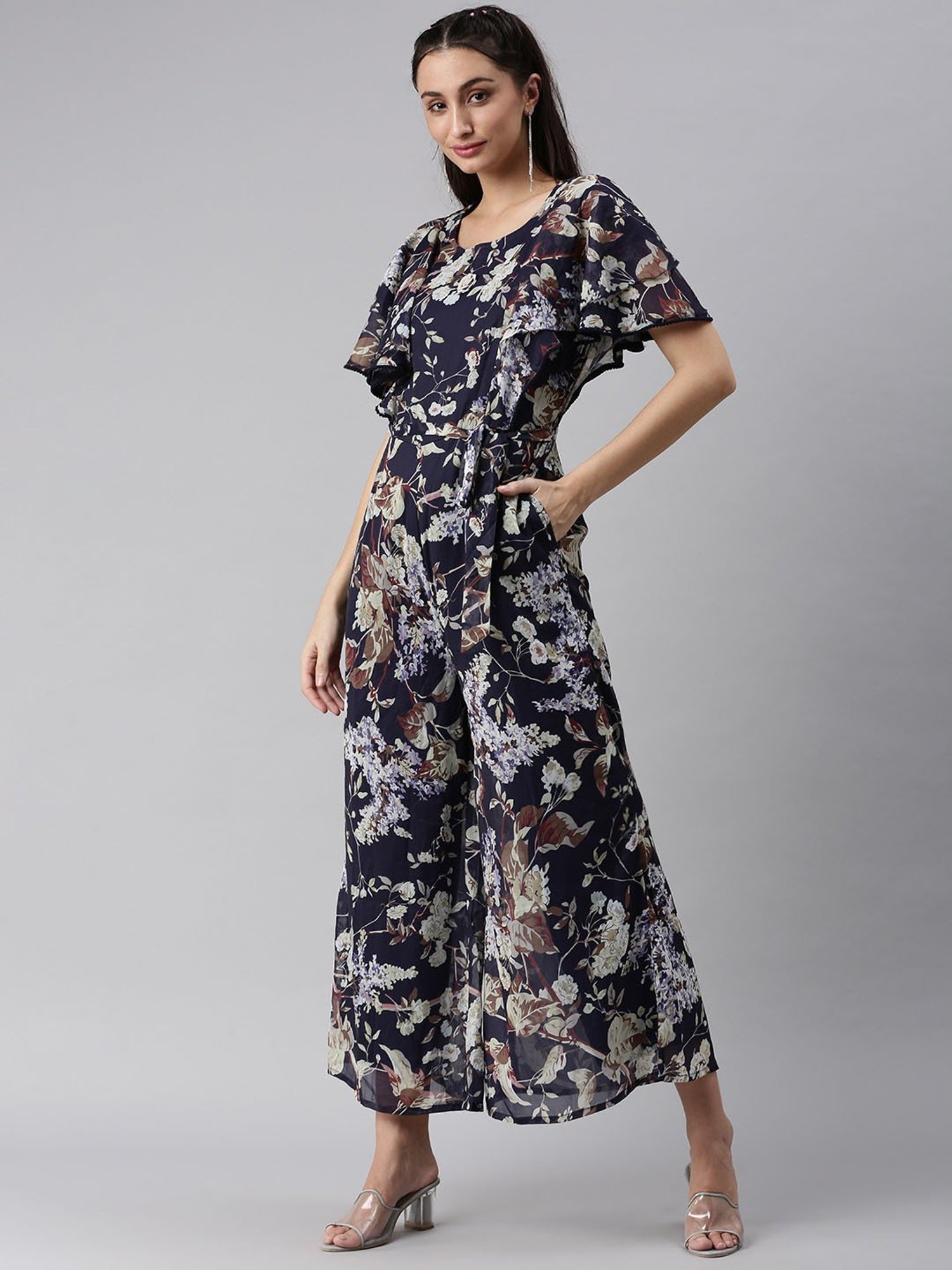 SHOWOFF Navy Printed Jumpsuit