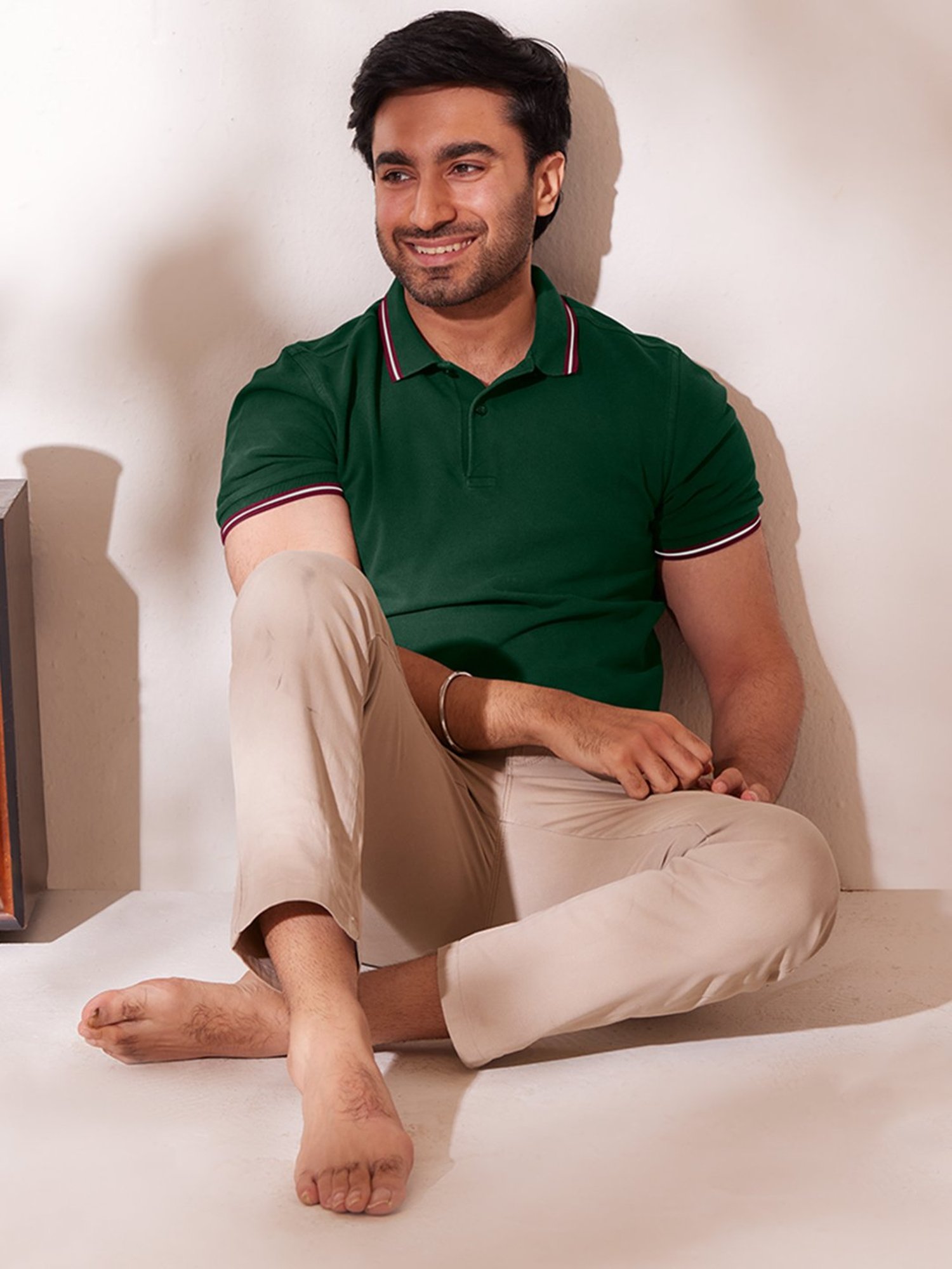 The Bleu Label Green Slim Fit Polo T-Shirt