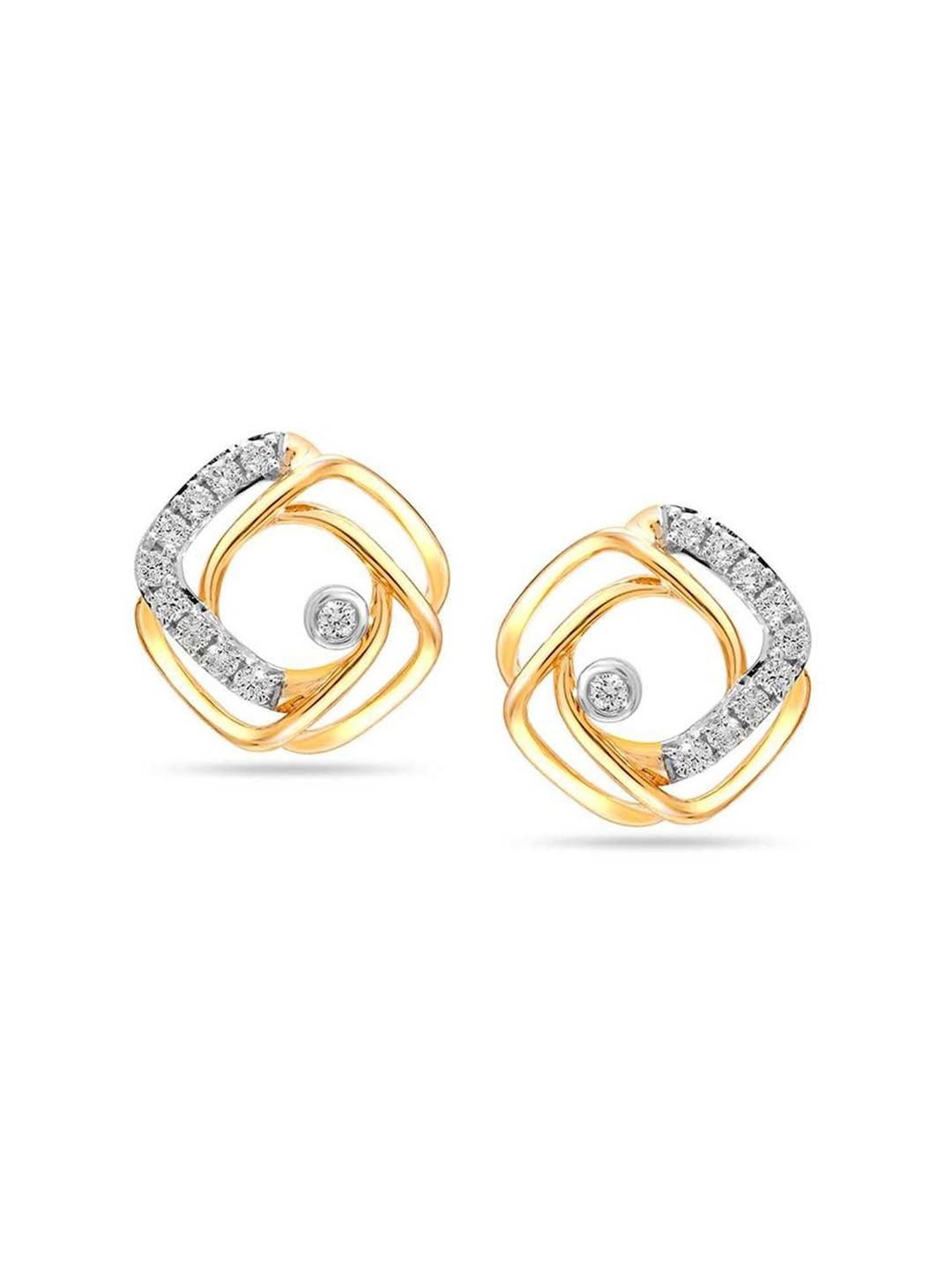 Mia By Tanishq Nature's Finest 14k Gold Minimalist Matrix Stud Earrings