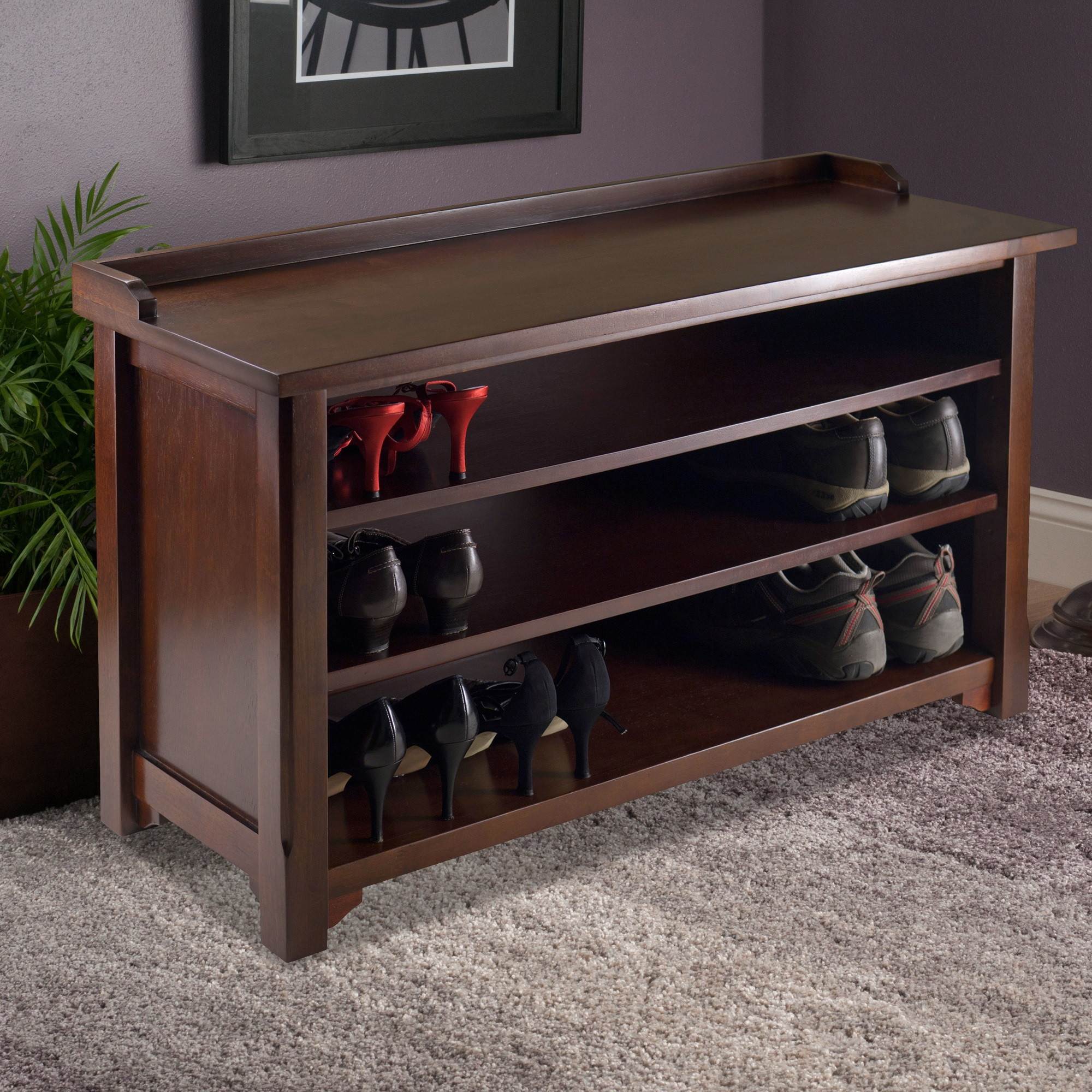 Winsome Trading 94841 Dayton Storage Hall Bench with shelves