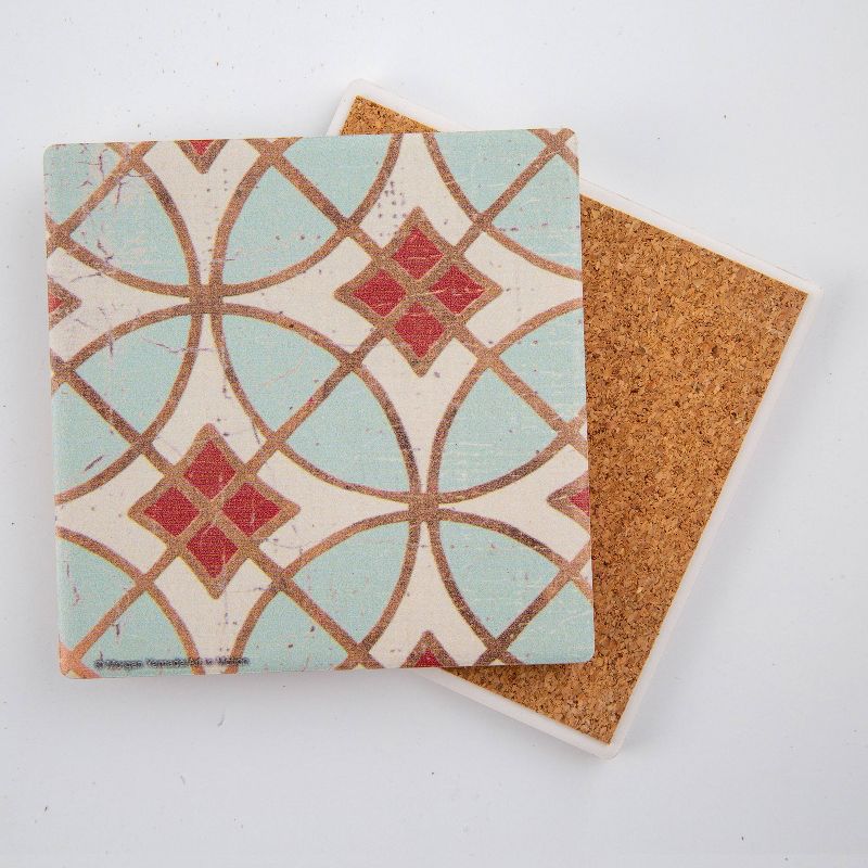 Thirstystone Red Lattice & Garden Tile 4 Piece Occasions Coaster Set