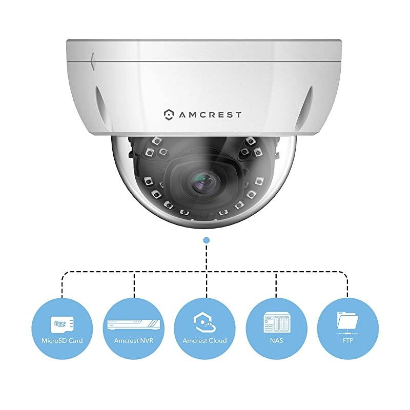 UltraHD 4K (8MP) Outdoor Security POE IP Camera, 3840x2160, 98ft NightVision, 2.8mm Lens, IP67 Weatherproof, IK10 Vandal Resistant Dome, MicroSD Recording, White (IP8M-2493EW)