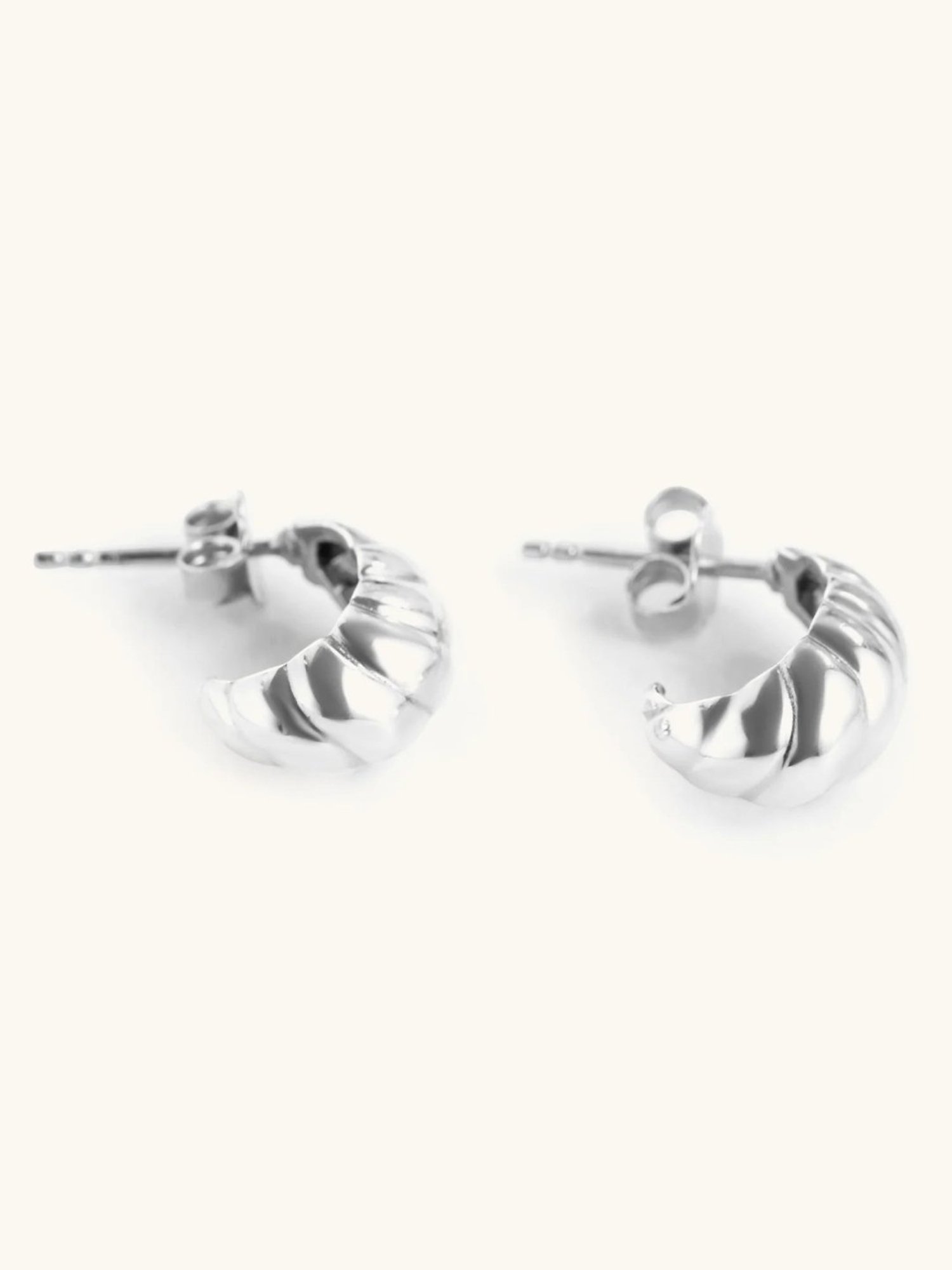 Mabel 92.5 Sterling Silver Croissant Huggies Earrings for Women