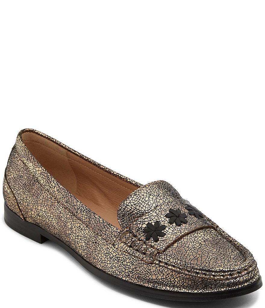 Jack Rogers Remy Metallic Crackle Leather Loafers
