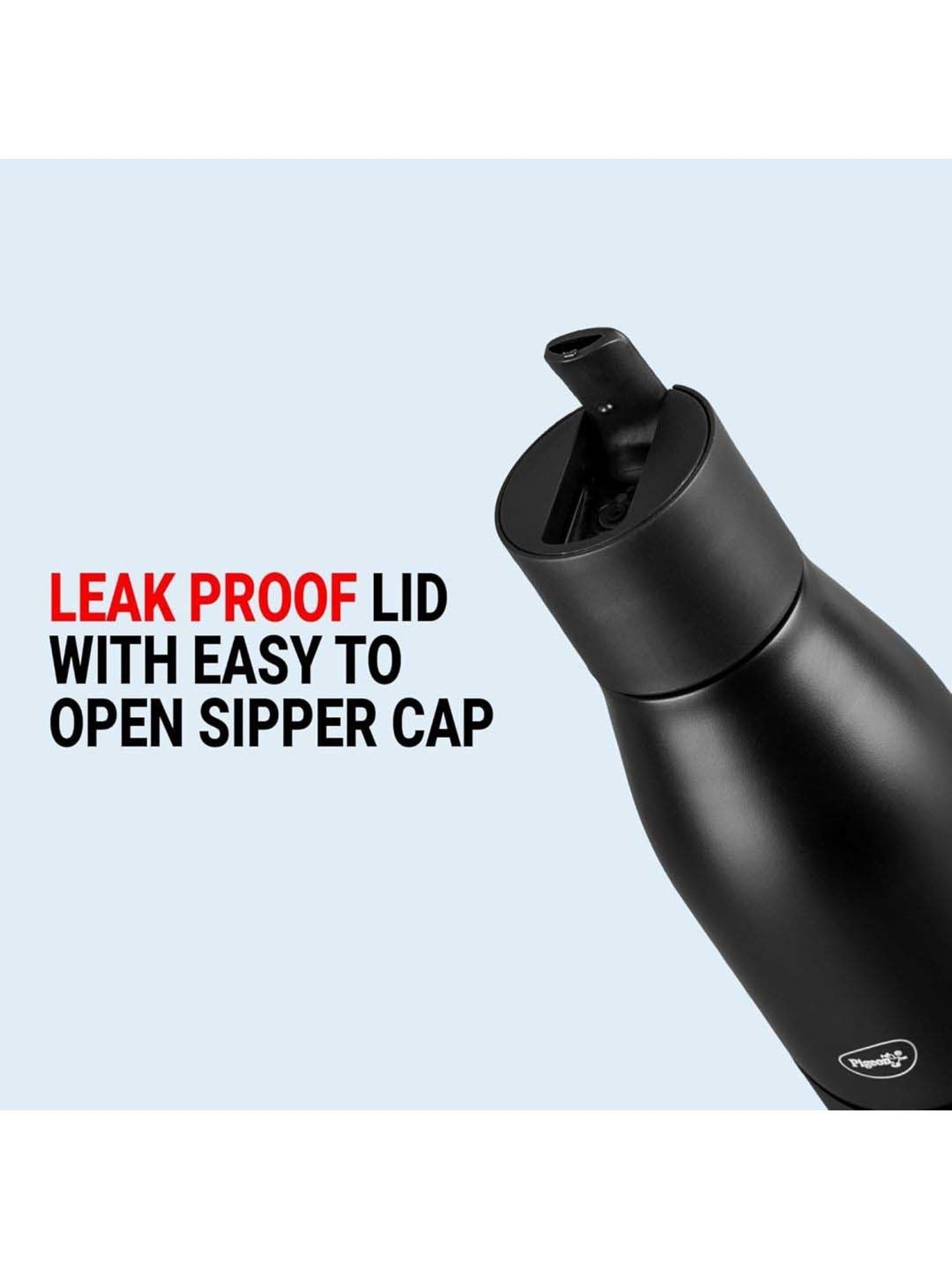 Pigeon Black Stainless Steel Luxe Thermos Flask With Straw (0.75 L)