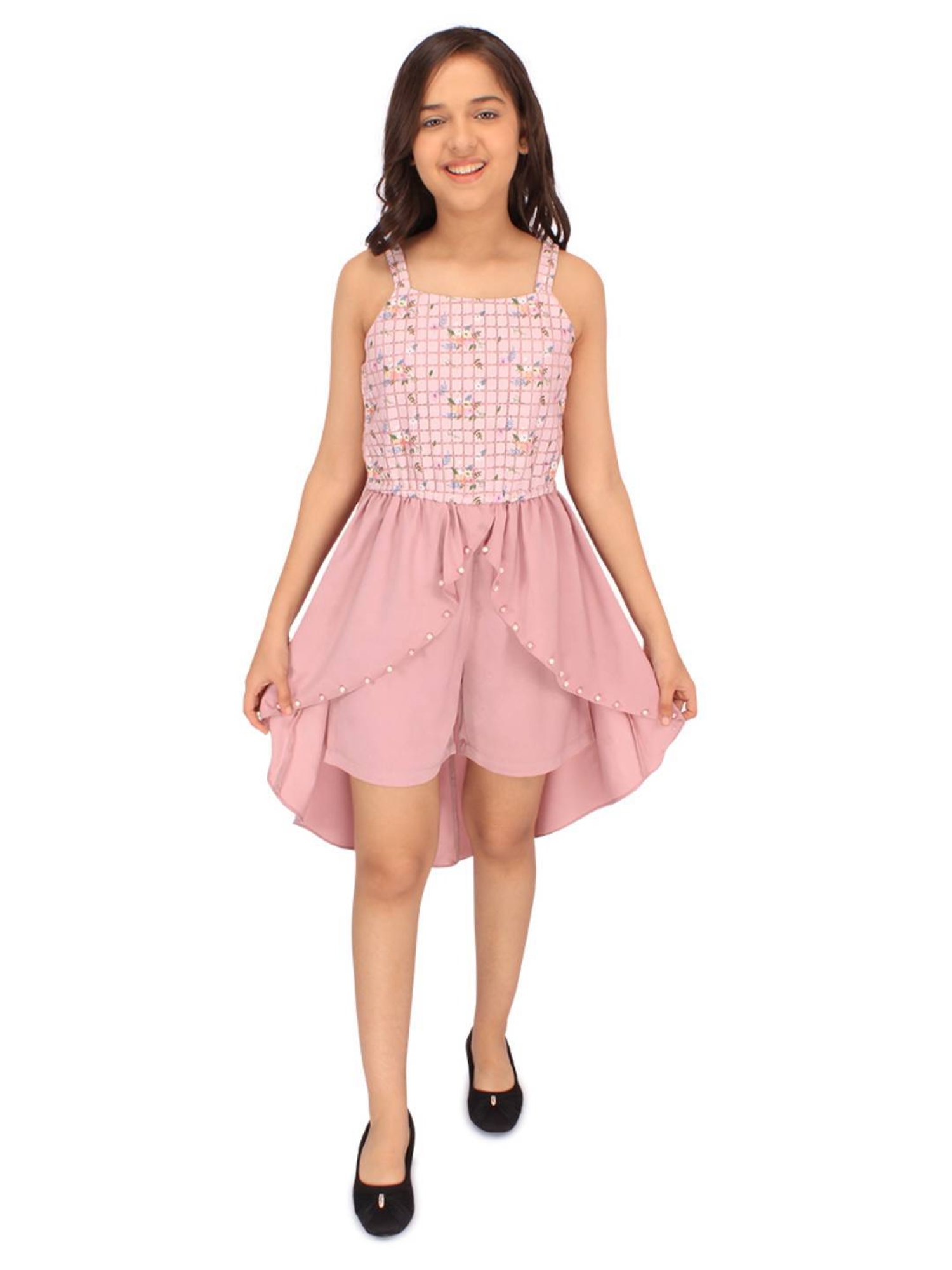 Cutecumber Kids Dusty Pink Floral Print Playsuit
