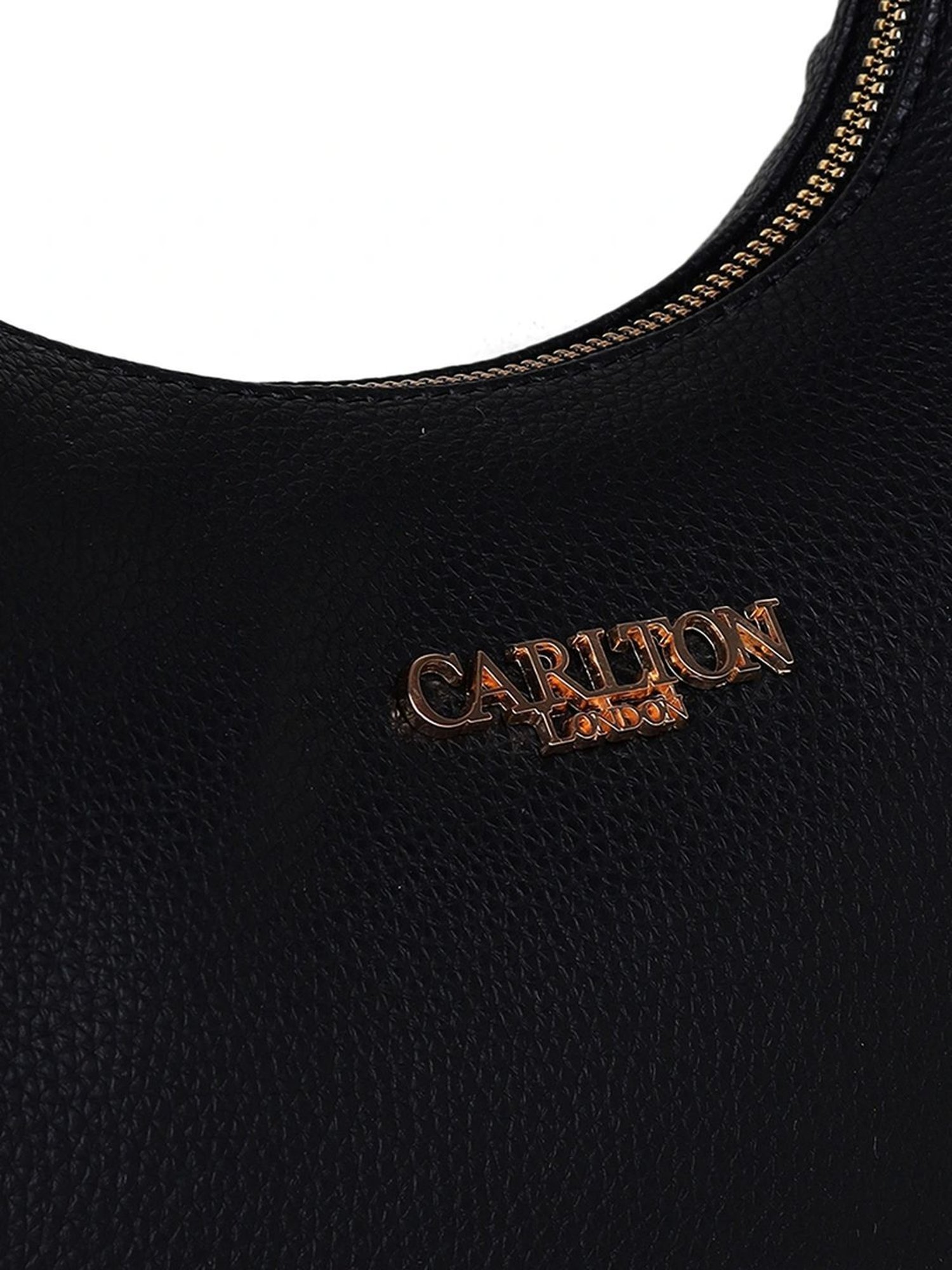 Carlton London Black Textured Large Hobo Handbag